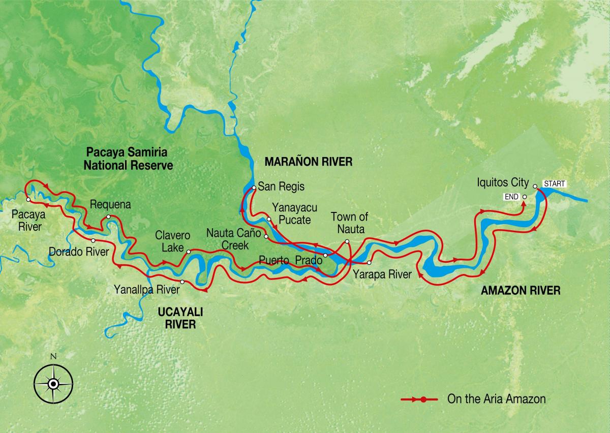 地図-アマゾン川にペルー