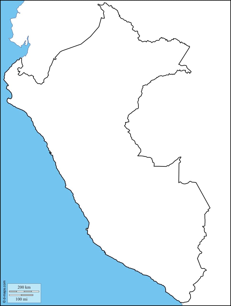 地図の白地図のペルー