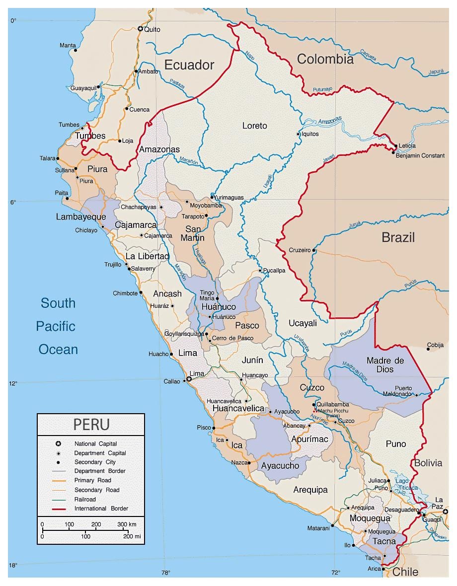 地図の詳しい地図のペルー