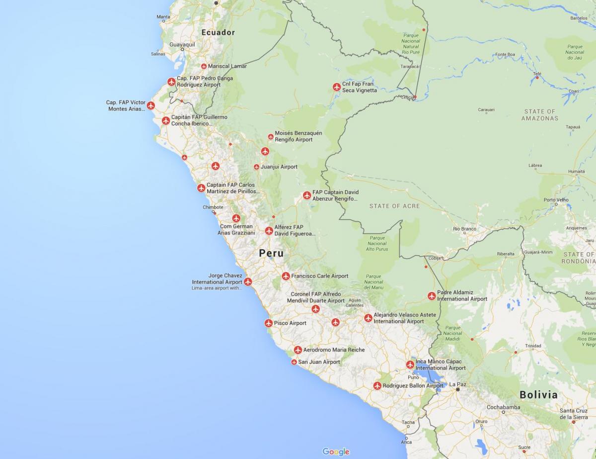 空港でのペルーの地図