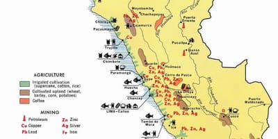 地図のペルーの農業