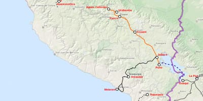 ペルー列車の地図